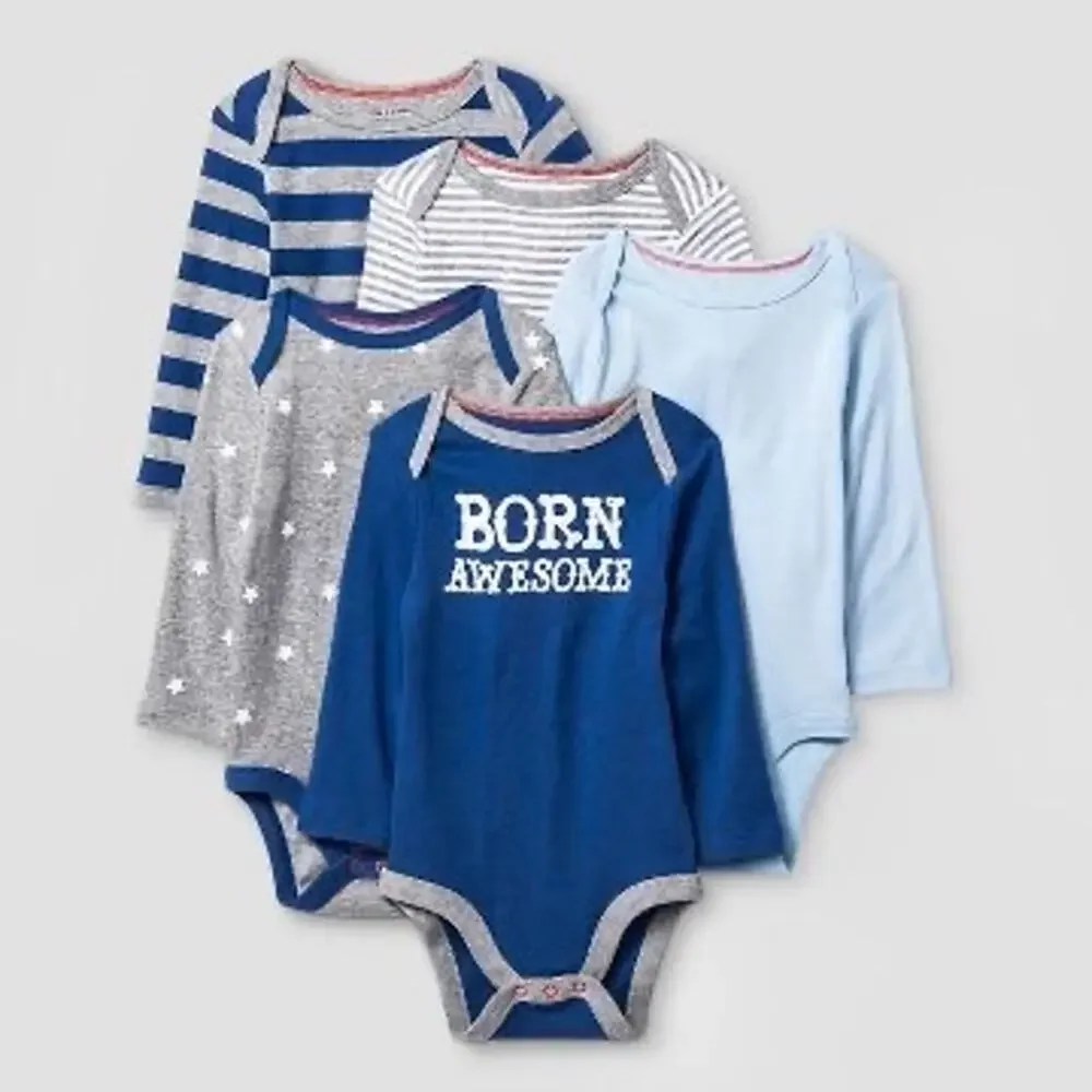 NEW Cat & Jack Baby Boy Preemie 5Pc Long Sleeve Onesie‎ Sleeper Set Soft Cozy